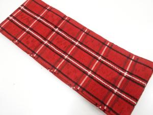 格子模様織り出し　半幅帯